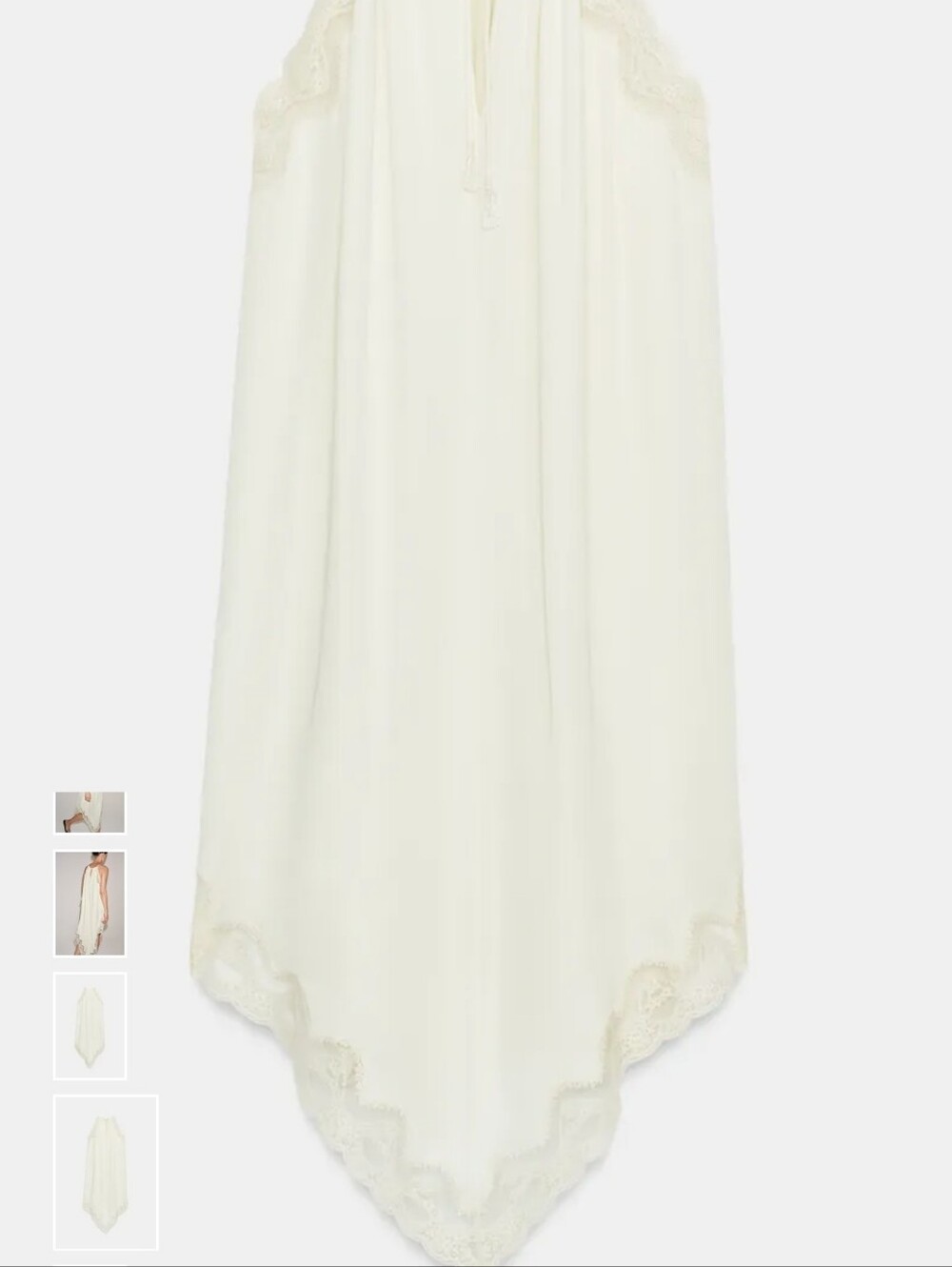 Zara Cream Asymmetrical Lace-Trim Midi Dress - Picture 10 of 13